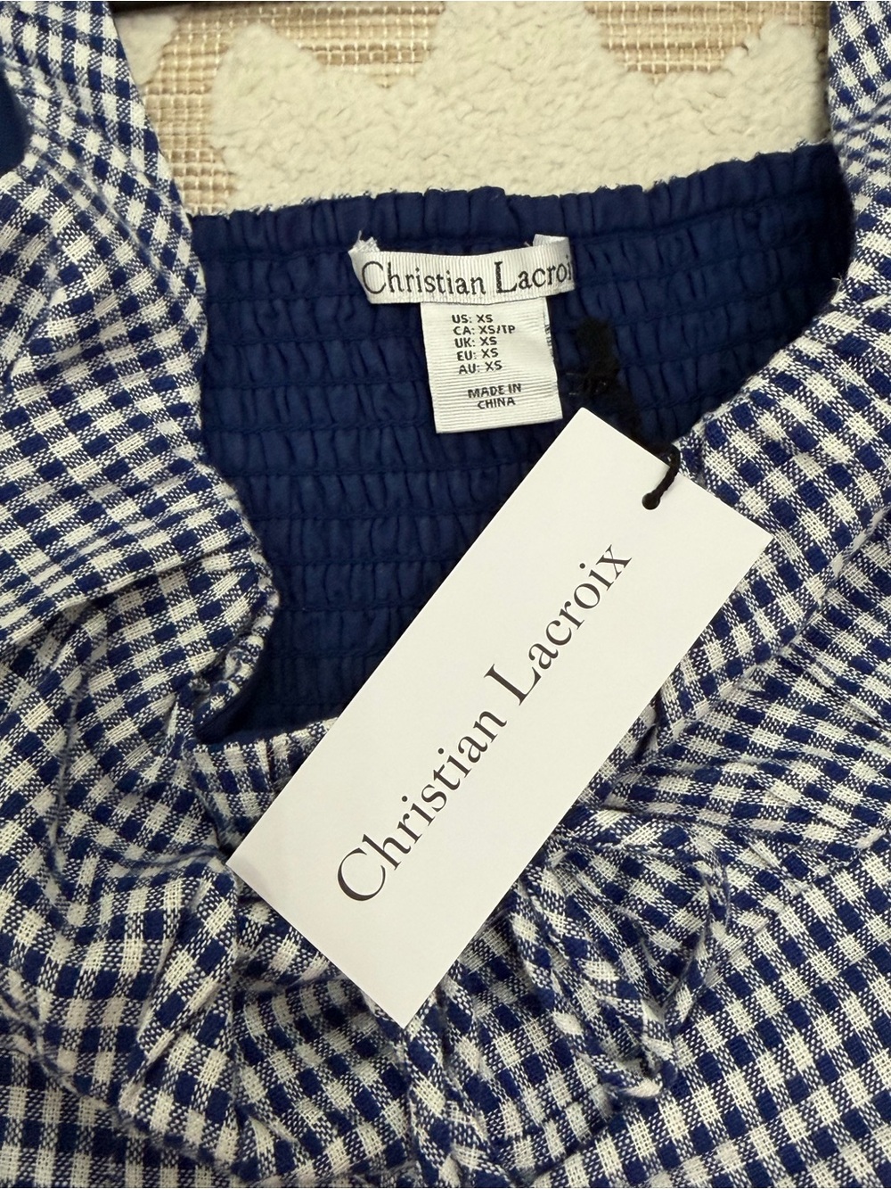 Christian Lacroix Blue and White Gingham Maxi Dress - Picture 6 of 9
